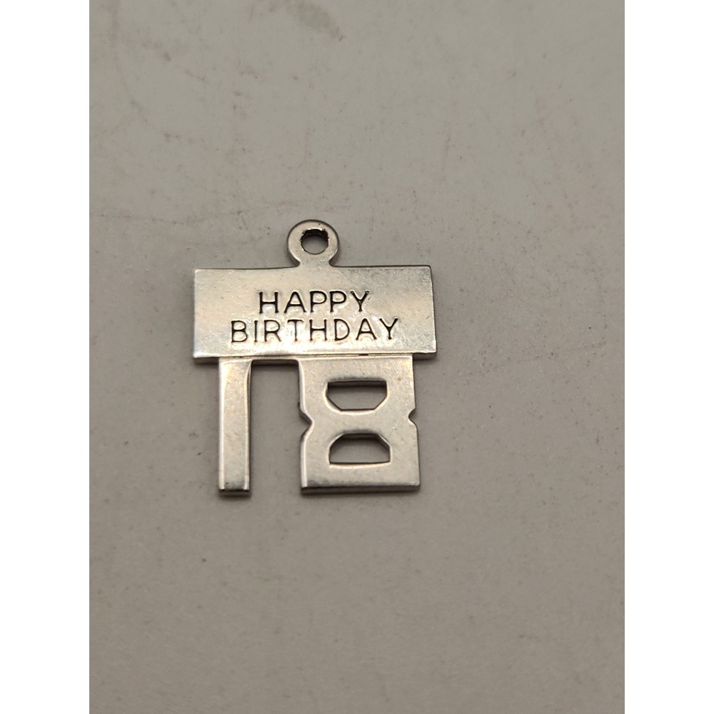 Wells Sterling Silver 18th‎ Happy Birthday Charm Vintage Number 18 Pendant 925